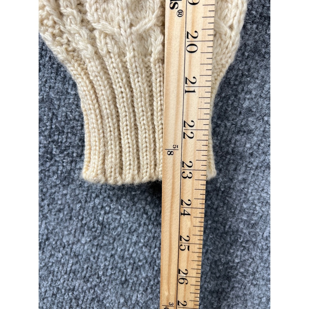 Vintage Cream Cable Knit Fisherman Sweater L Mens Crewneck Ivory‎ Honeycomb Knit - Picture 6 of 6
